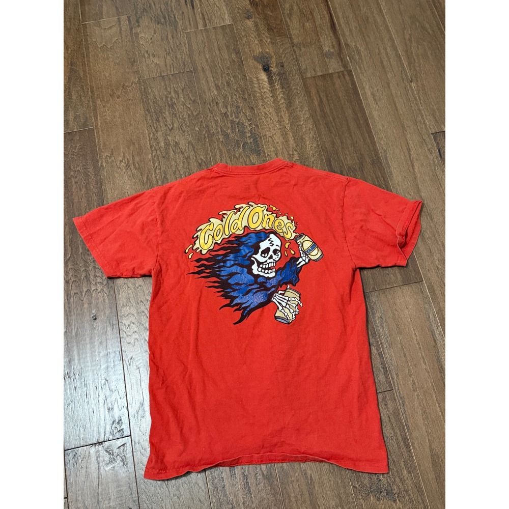 Vans Off The Wall Cold Ones Reaper Beer Graphic T-Shirt Red Mens Medium
